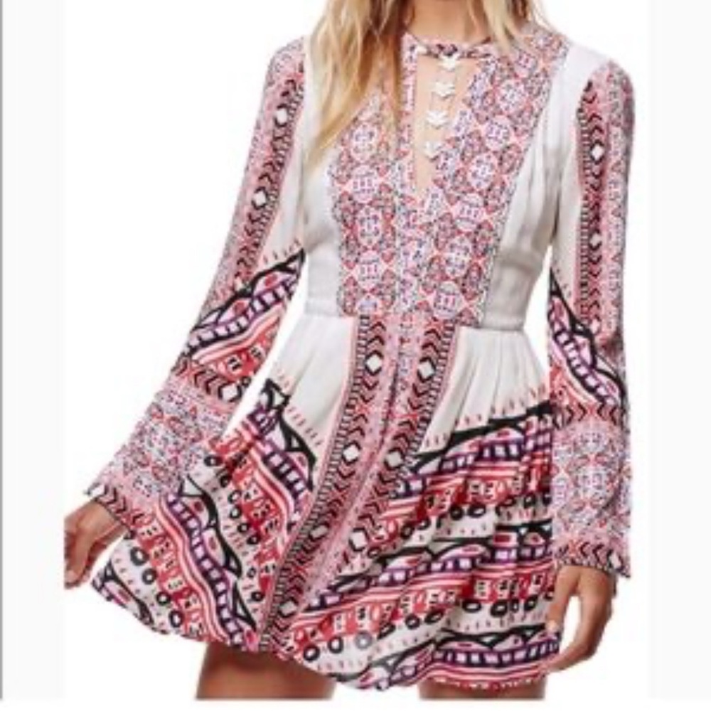 Free People Tribal Print Mini Dress Tegan Size 4